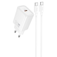 Блок питания Hoco N60 Gentle PD20W (1USB-C) + кабель Type-C to Type-C White