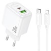 Блок живлення Hoco CS54A Surplus PD20W+QC3.0 (1USB-A/1C) + кабель Type-C to Lightning White