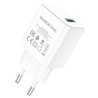 Блок питания Borofone BA66A QC3.0 (1USB-A) White