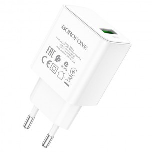Блок живлення Borofone BA66A QC3.0 (1USB-A) White