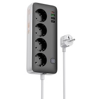 Удлинитель Hoco AC22 Sunlight (PD30W/1C/3A/4xSocket) (1.5m) Black