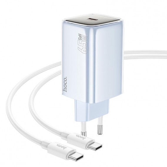 Блок живлення Hoco N48 Glorious PD65W (1USB-C) + кабель Type-C to Type-C Blue