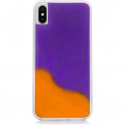Неоновый чехол для Apple iPhone XS Max (6.5") Neon Sand glow in the dark (Фиолетовый / Оранжевый)