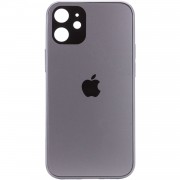 TPU + Glass чохол для Apple iPhone 12 mini (5.4") GLOSSY Logo Full camera (Сірий)