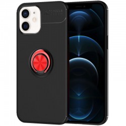 TPU чехол для Apple iPhone 12 mini (5.4") Deen ColorRing под магнитный держатель (opp) (Черный / Красный)