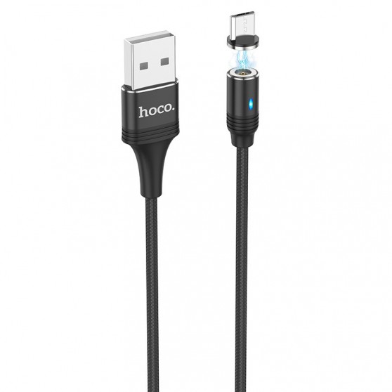 Магнітний кабель Micro USB Hoco U76 "Fresh magnetic" MicroUSB (1.2m) (Чорний)