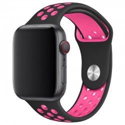 Силиконовый ремешок для Apple watch 42mm / 44mm Sport Nike+ (black/pink)