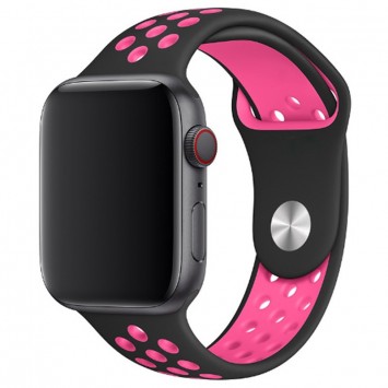 Силіконовий ремінець для Apple watch 42mm / 44mm Sport Nike+ (black/pink)