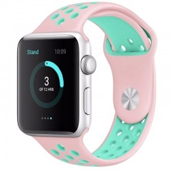 Силиконовый ремешок для Apple watch 42mm / 44mm Sport Nike+ (Pink / Marine Green)