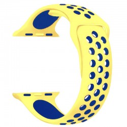 Силиконовый ремешок для Apple watch 42mm / 44mm Sport Nike+ (Yellow / Blue)