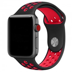 Силиконовый ремешок для Apple watch 38mm / 40mm Sport Nike+ (black/red)