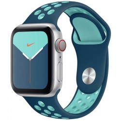 Силиконовый ремешок для Apple watch 38mm / 40mm Sport Nike+ (Cosmos blue / Marine Green)