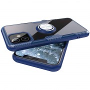 TPU + PC чохол для Apple iPhone 12 mini (5.4") Deen CrystalRing for Magnet (opp) (Безбарвний / Темно-синій)