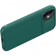 Карбоновая накладка для Apple iPhone 12 mini (5.4") Nillkin Camshield (шторка на камеру) (Зеленый / Dark Green)