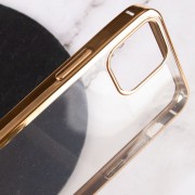 Прозорий силіконовий чохол для Apple iPhone 12 mini (5.4") з глянсовою окантовкою (Золотий)