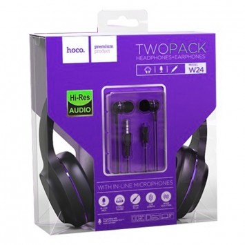 Навушники Hoco W24 (Чорно - фіолетовий) - Провідні навушники - зображення 4 