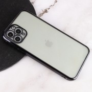 Прозорий силіконовий чохол з глянцевою окантовкою Full Camera Для Apple iPhone 11 Pro (чорний)