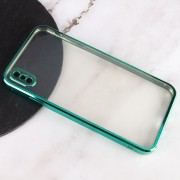 Прозорий силіконовий чохол з глянцевою окантовкою Full Camera Для Apple iPhone X / XS (Зелений)