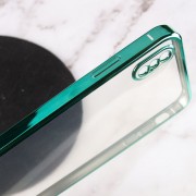 Прозрачный силиконовый чехол с глянцевой окантовкой Full Camera для Apple iPhone X / XS (Зеленый)