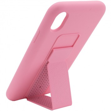 Чохол Silicone Case Hand Holder для Apple iPhone X / XS (Рожевий / Pink )  - Чохли для iPhone XS - зображення 1 