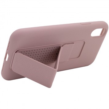 Чохол Silicone Case Hand Holder для Apple iPhone X / XS (Рожевий / Pink Sand) - Чохли для iPhone XS - зображення 3 