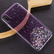 TPU чехол Star Glitter для Apple iPhone XR (Прозрачный / Сиреневый)