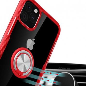 TPU + PC чохол Deen CrystalRing for Magnet (opp) для Apple iPhone 11 Pro Max (Безбарвний / Червоний) - Чохли для iPhone 11 Pro Max - зображення 2 