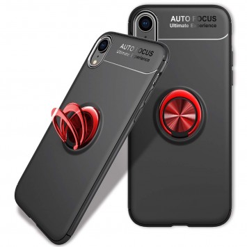 TPU чохол Deen ColorRing під Магнітний тримач (opp) для Apple iPhone XR (Чорний / червоний) - Чохли для iPhone XR - зображення 1 