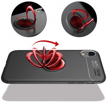 TPU чохол Deen ColorRing під Магнітний тримач (opp) для Apple iPhone XR (Чорний / червоний) - Чохли для iPhone XR - зображення 3 