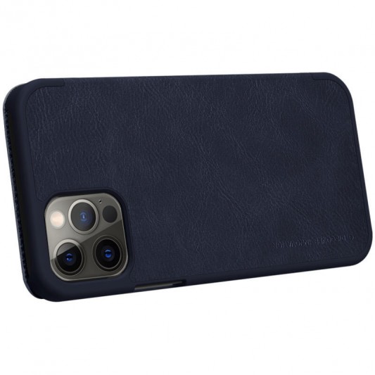 Кожаный чехол (книжка) Nillkin Qin Series для Apple iPhone 12 Pro / 12 (6.1"") (Синий) - изображение 2