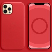 Шкіряний чохол Leather Case (AAA) with MagSafe and Animation для Apple iPhone 12 Pro / 12 (6.1"") (Red)