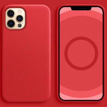 Шкіряний чохол Leather Case (AAA) with MagSafe and Animation для Apple iPhone 12 Pro / 12 (6.1"") (Red) - Чохли для iPhone 12 - зображення 1 