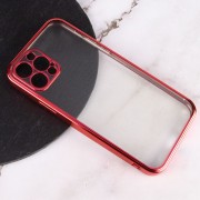 Прозорий силіконовий чохол з глянцевою окантовкою Full Camera Для Apple iPhone 12 Pro (6.1"") (Червоний)