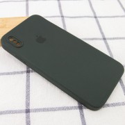 Чохол Silicone Case Square Full Camera Protective (AA) Для Apple iPhone XS Max ( Зелений / Black Green)