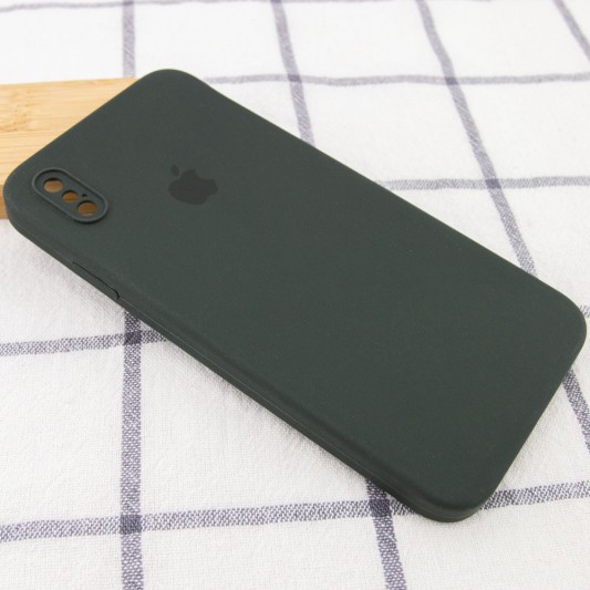 Чохол Silicone Case Square Full Camera Protective (AA) Для Apple iPhone XS Max ( Зелений / Black Green) - зображення 1 