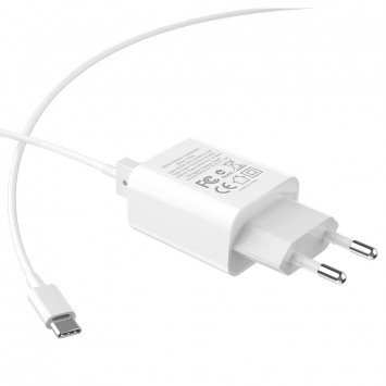 Зарядний пристрій Hoco C62A Victoria 2.1A 2USB + cable Type-C (white) - Мережеві ЗП (220 В) - зображення 2 