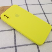 Чохол Silicone Case Square Full Camera Protective (AA) для iPhone XS (Жовтий / Bright Yellow)