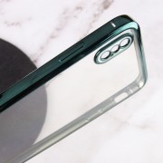 Прозорий силіконовий чохол глянсова окантовка Full Camera для iPhone X / XS (Темно-зелений)