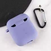 Силіконовий футляр з мікрофіброю для навушників Airpods 1/2 (Сірий / Lavender Gray)