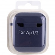 Силіконовий футляр з мікрофіброю для навушників Airpods 1/2 (Темно-синій / Midnight blue)