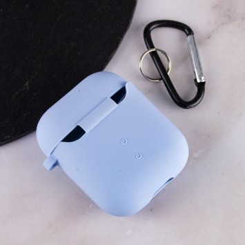 Силіконовий футляр з мікрофіброю для навушників Airpods 1/2 (Блакитний / Lilac Blue) - Apple AirPods - зображення 3 