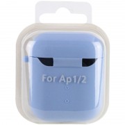 Силіконовий футляр з мікрофіброю для навушників Airpods 1/2 (Блакитний / Lilac Blue)