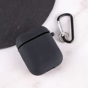 Силіконовий футляр з мікрофіброю для навушників Airpods 1/2 (Чорний / Black)
