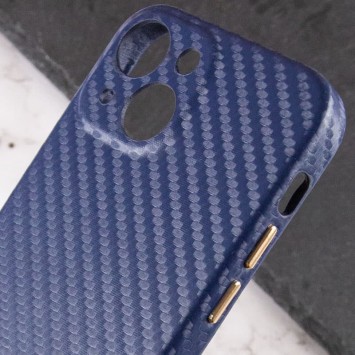 Шкіряний чохол для iPhone 13 mini Leather Case Carbon series (Синій) - Чохли для iPhone 13 mini - зображення 3 