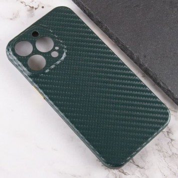 Шкіряний чохол для iPhone 13 Pro Leather Case Carbon series (Зелений) - Чохли для iPhone 13 Pro - зображення 1 