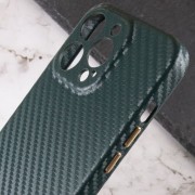 Шкіряний чохол для iPhone 13 Pro Leather Case Carbon series (Зелений)