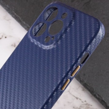 Шкіряний чохол для iPhone 13 Pro Leather Case Carbon series (Синій) - Чохли для iPhone 13 Pro - зображення 3 