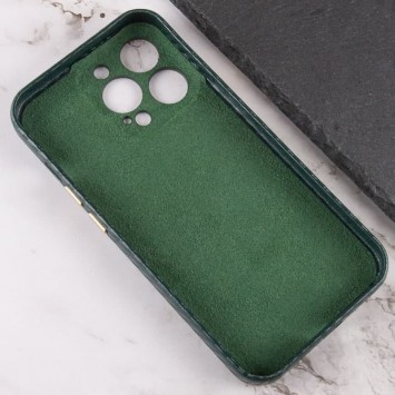 Шкіряний чохол для iPhone 13 Pro Max Leather Case Carbon series (Зелений) - Чохли для iPhone 13 Pro Max - зображення 2 