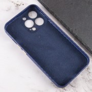 Шкіряний чохол для iPhone 13 Pro Max Leather Case Carbon series (Синій)