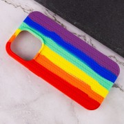 Чохол для iPhone 13 Pro Max Silicone case Full Braided (Червоний/Фіолетовий)